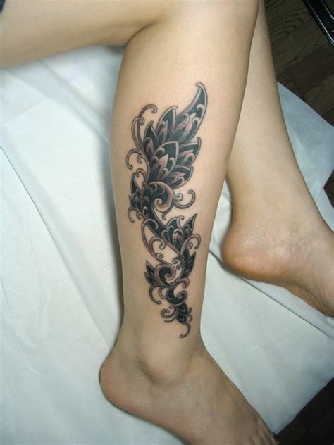 女生小腿纹身图案欣赏_上海纹身 上海纹身店 上海由龙纹身2号工作室