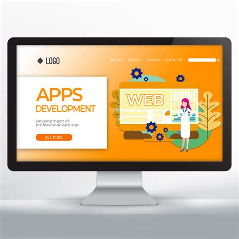 APP应用开发网站首页设计概念插画 Mobile app development concept landing page - 16图库素材网