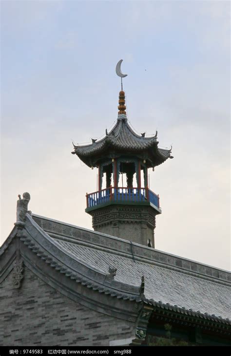 清真大寺青瓦砖雕望月楼高清图片下载_红动中国