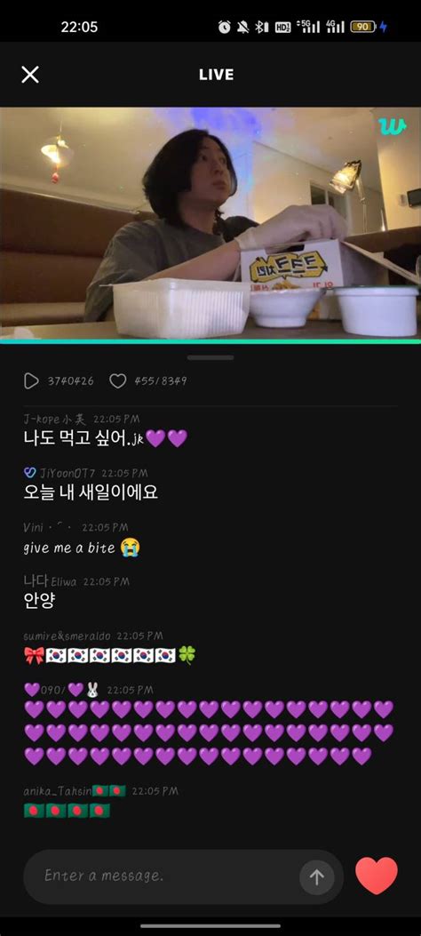 BTS Community Posts - 遗憾的是我不会韩语，只能靠这满屏的紫色爱心来表达爱意