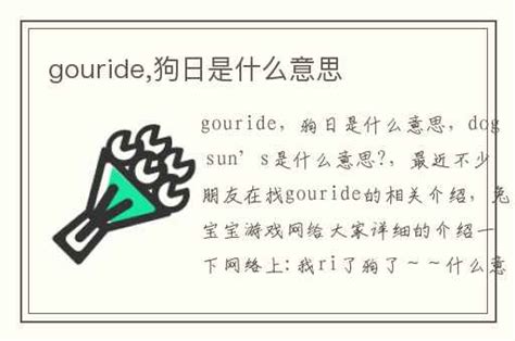 gouride,狗日是什么意思-兔宝宝游戏网