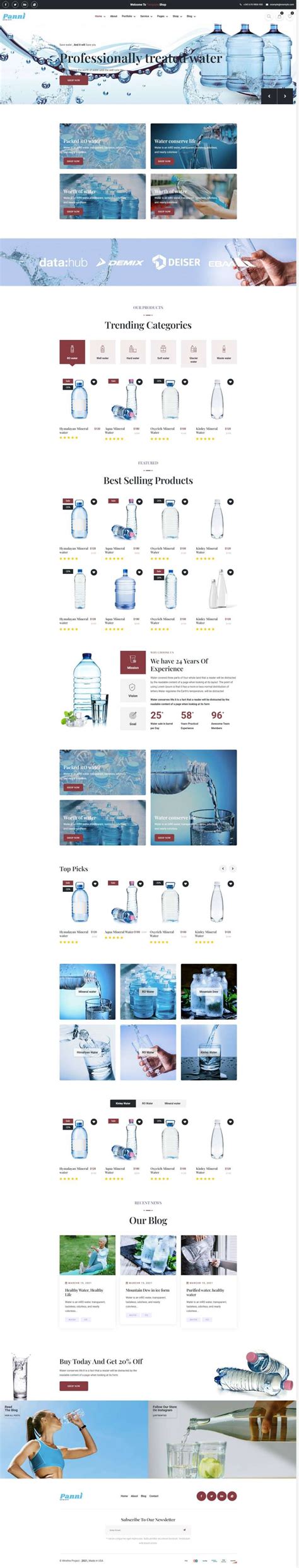 清爽的矿泉水公司网站html模板-17素材网