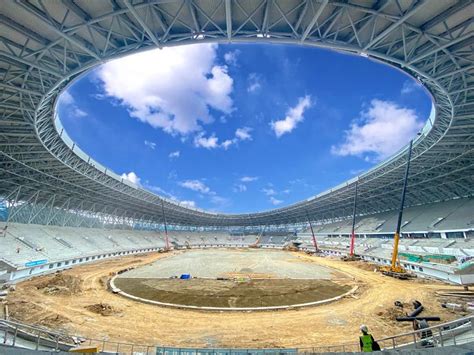 最新进度！儋州市体育中心“一场两馆”项目钢结构全面封顶