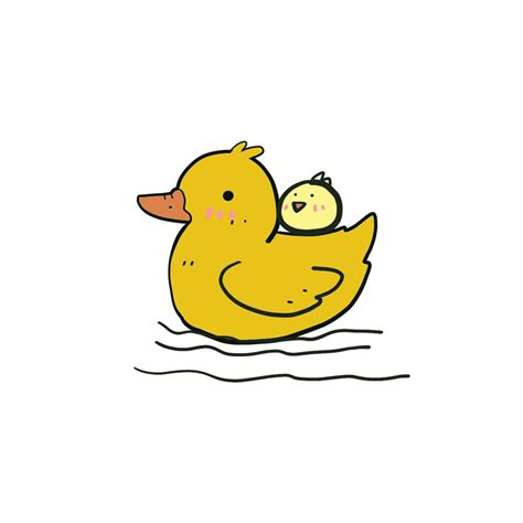 小鸭子学游泳简笔画