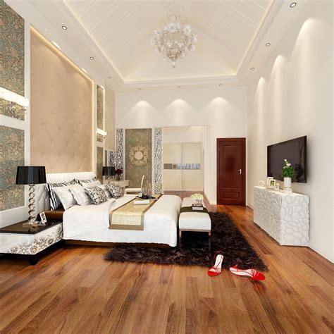 主卧的配色沿用客厅的简洁，整个空间以木色白色为主，在软饰品的搭配_装修美图-新浪家居
