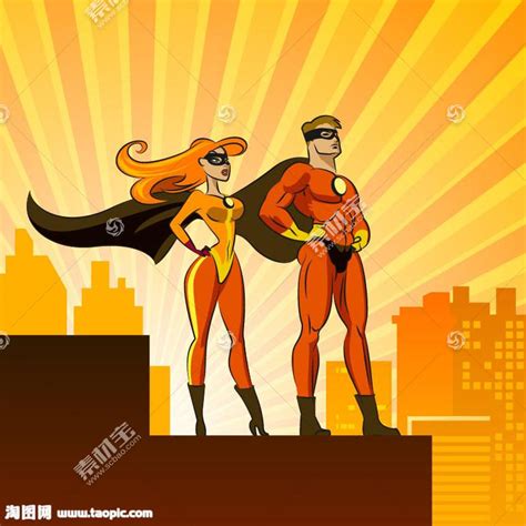 超人男士与超人美女矢量图片(图片ID:972030)_-其他人物-矢量人物-矢量素材_ 素材宝 scbao.com