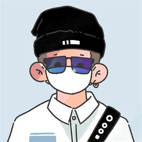 口罩男生头像图片