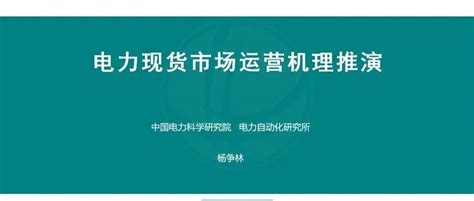 【焦点】中国电科院 杨争林：电力现货市场运营机理推演_科学研究院