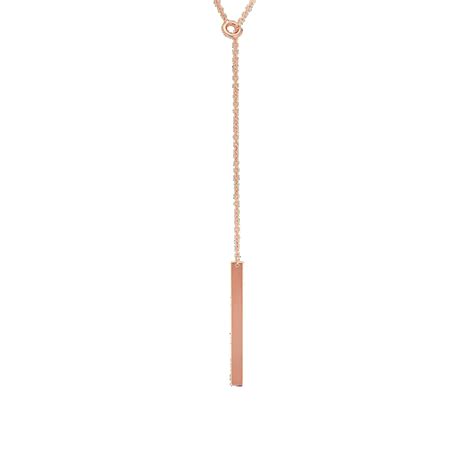 Vertical Bar Lariat Necklace in 14k Rose Gold (20 in) | Shane Co.