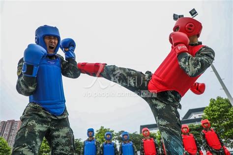 武警广西总队来宾支队官兵进行搏击对抗训练-人民图片网