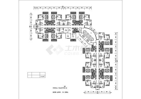 衡水市某商业街住宅楼每户94平米对称户型设计CAD图纸（1梯14户）_住宅小区_土木在线