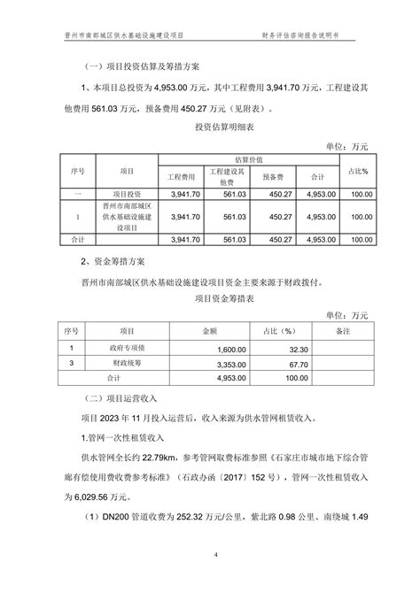 财务评价报告-晋州市南部城区供水基础设施建设项目20221110债券1600万_文库-报告厅