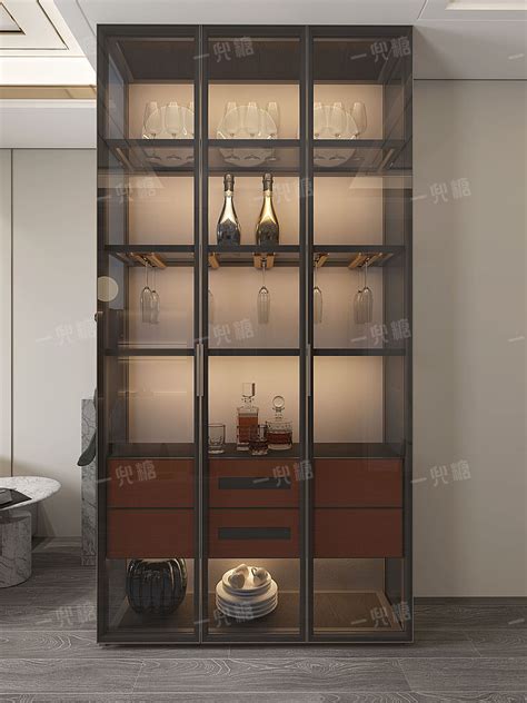 新款玻璃门大酒柜定制客厅靠墙家用整体餐边柜一体多功能展示柜_虎窝淘