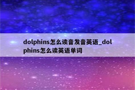 dolphins怎么读音发音英语_dolphins怎么读英语单词 - INS相关 - APPid共享网