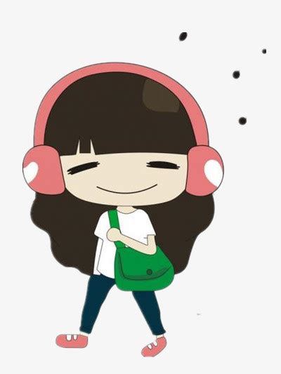 听音乐的女孩插画png图片免费下载-素材7SiUkaUja-新图网