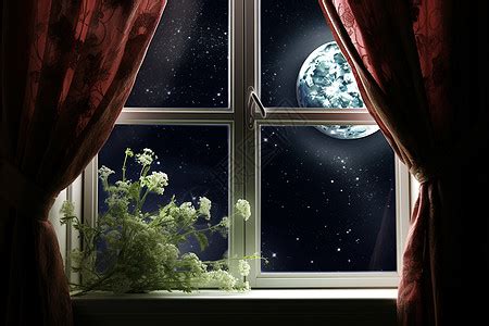 晚上舒适的卧室，窗外有月光。背景图片免费下载_海报banner/高清大图_千库网(图片编号6292088)