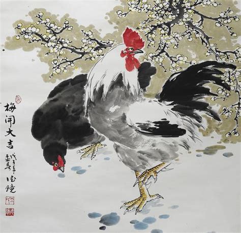 国画公鸡设计图__绘画书法_文化艺术_设计图库_昵图网nipic.com