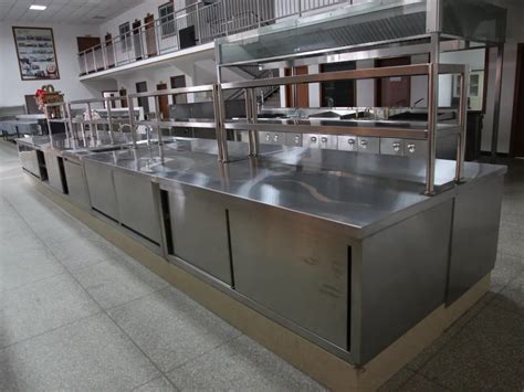 商用不锈钢厨房设备双通打荷台操作台移门柜 - shboru