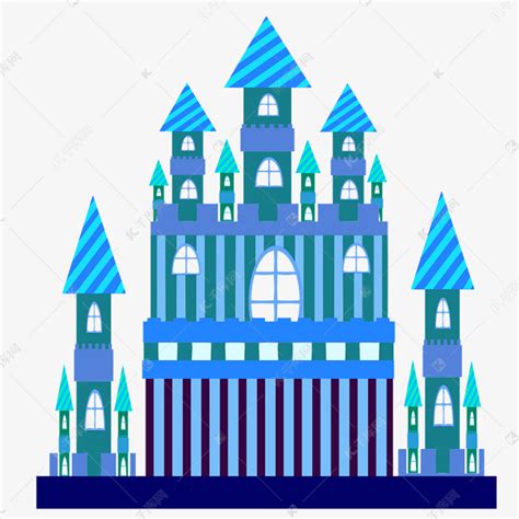 蓝色清新梦幻城堡素材图片免费下载-千库网