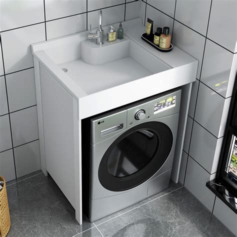 太空铝双洗衣机柜水槽洗手盆一体阳台简约洗衣机烘干机组合柜定制-淘宝网