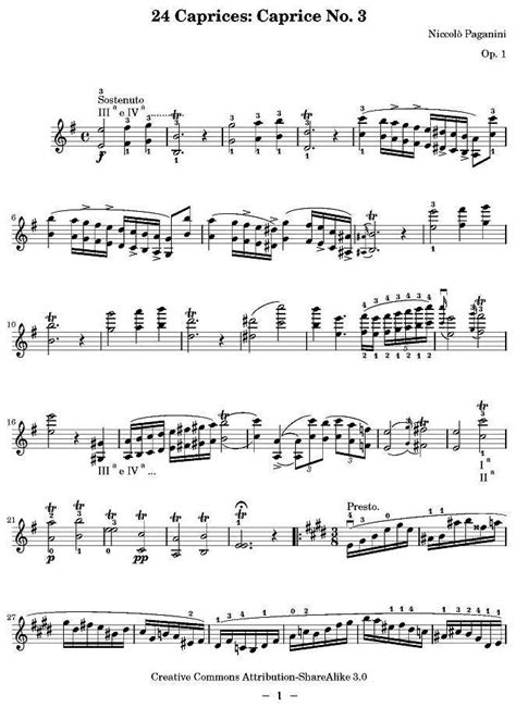 帕格尼尼24首随想曲No.3_小提琴谱_搜谱网