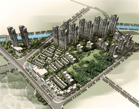 新中式小区住宅鸟瞰规划_中式建筑模型下载-摩尔网CGMOL
