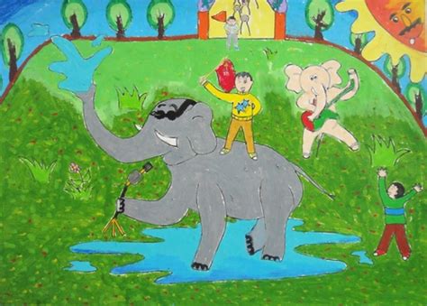 少儿书画作品-《可爱的大象》/儿童书画作品《可爱的大象》欣赏_中国少儿美术教育网
