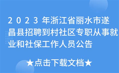 2023年浙江省丽水市遂昌县招聘到村社区专职从事就业和社保工作人员公告