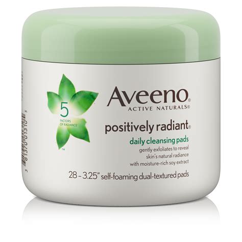 Aveeno Positively Radiant Exfoliating Facial Cleansing Pads, Normal ...