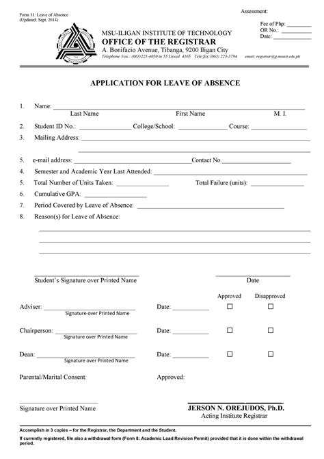 Leave Of Absence Letter - Free Printable Documents