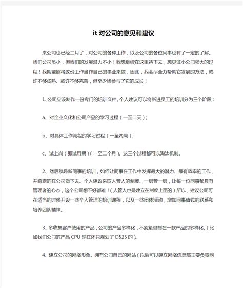 it对公司的意见和建议 - 360文档中心