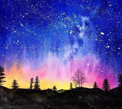 星空画教程出来了，教你一起画美丽的星空，要用水彩或者水粉来画。_腾讯视频