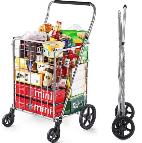 Wellmax Grocery Shopping Cart with Swivel Wheels, Foldable and ...