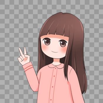 剪刀手甜美女生头像动漫