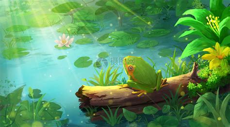 夏天夏季夏至荷塘池塘青蛙插画图片下载-正版图片400161896-摄图网