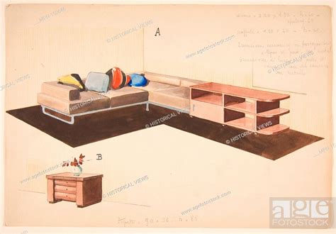 Divano, seoffale, e stipetto [Perspective of L-Shape Sofa and Storage ...