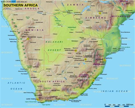 Map of Southern Africa (Region in several countries) | Welt-Atlas.de