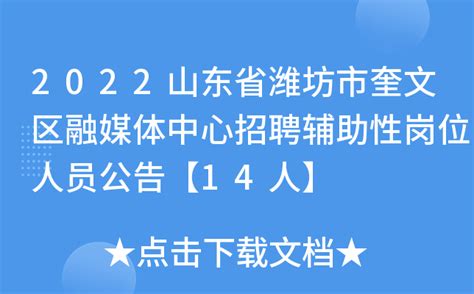 2022山东省潍坊市奎文区融媒体中心招聘辅助性岗位人员公告【14人】