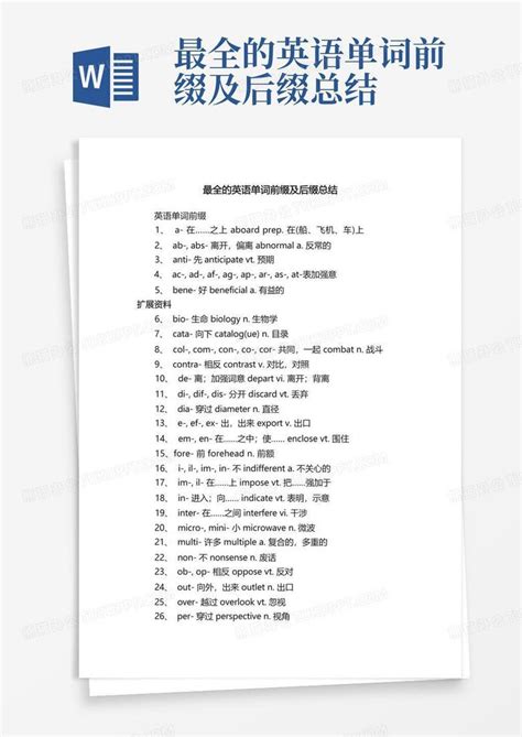 英语：单词记忆宝典之49个频单词前缀__财经头条