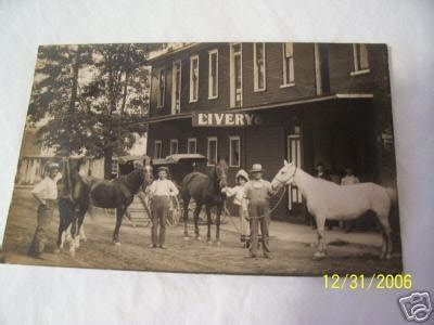 Early 1900s Photo Postcard Livery Horses Buggies People | #21303881