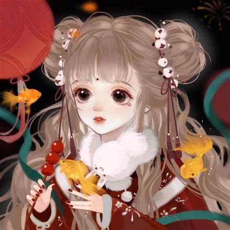 复古风新年头像动漫女生