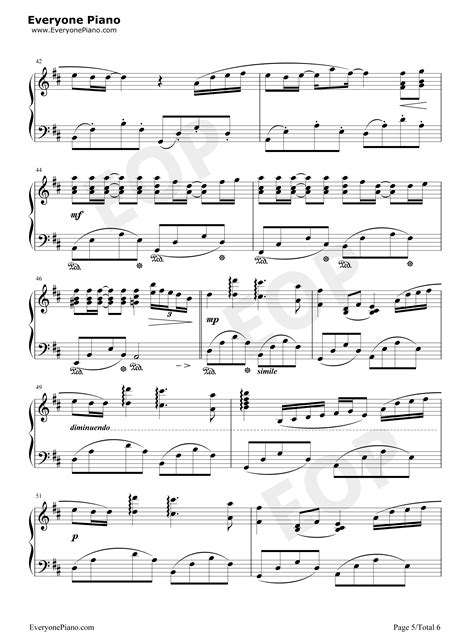 Summer完美版-菊次郎的夏天五线谱预览5-钢琴谱文件（五线谱、双手简谱、数字谱、Midi、PDF）免费下载