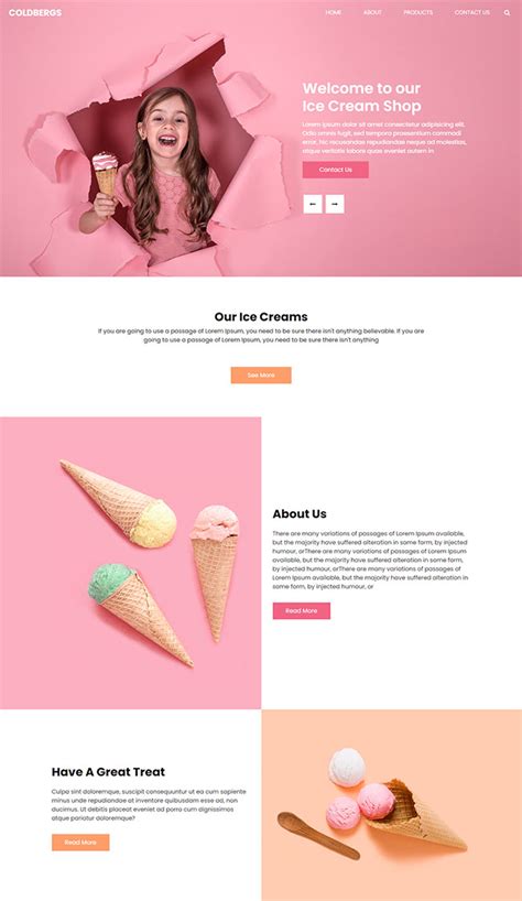 粉色甜美冰淇淋店网站模板_站长素材