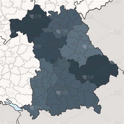巴伐利亚地图与邻近的联邦州