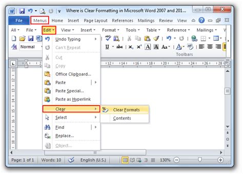 Where is the Clear Formatting in Microsoft Word 2007, 2010, 2013, 2016 ...