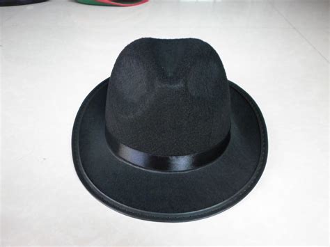 黑色汉奸帽 许文强帽 爵士礼帽黑色礼帽丝带边男士黑帽-阿里巴巴