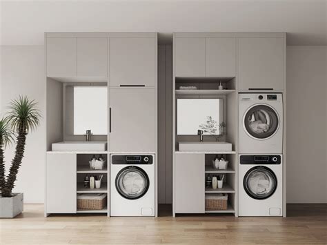 现代阳台洗衣机柜洗衣机组合3d模型-室内设计-拓者设计吧