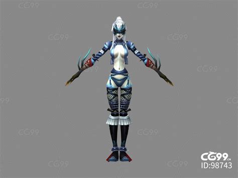 白发魔女 性感蒙面美女 女忍者 游戏人物 CG模型-cg模型免费下载-CG99