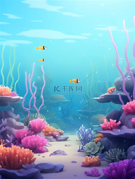 海底世界海藻贝壳神秘童话6插画图片-千库网