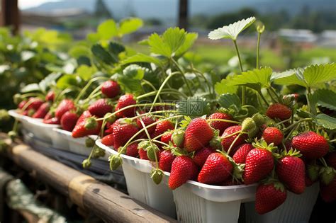 农场中的草莓种植果园高清图片下载-正版图片600850798-摄图网
